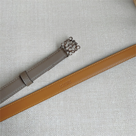 L0ew* belt in grained calfskin 20mm silver hardware grey/brown