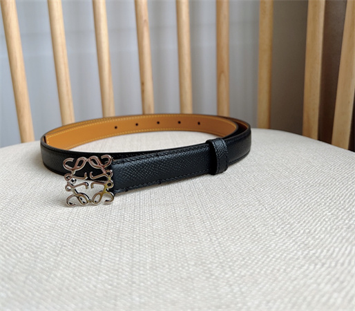 L0ew* belt in grained calfskin 20mm  silver hardware black/brown
