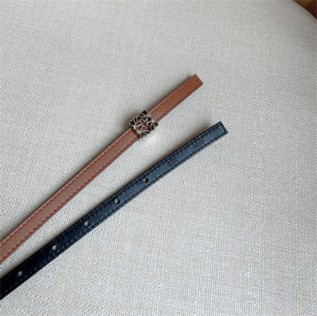 L0ew* belt in calfskin 10mm silver hardware brown/black