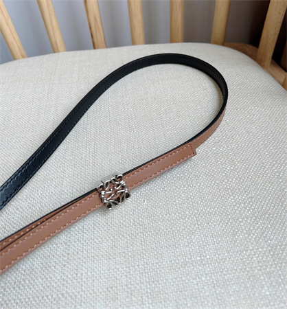 L0ew* belt in calfskin 10mm silver hardware brown/black