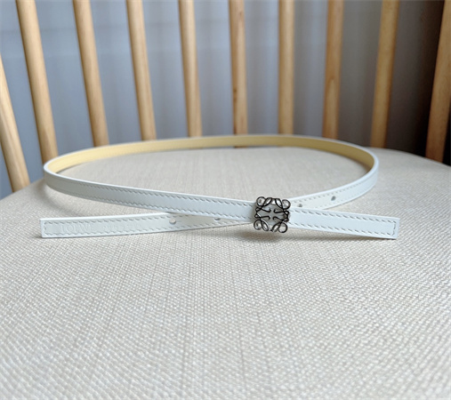 L0ew* belt in calfskin 10mm silver hardware white