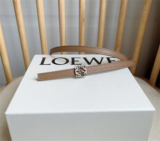 L0ew* belt in calfskin 10mm silver hardware brown