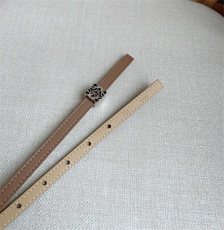 L0ew* belt in calfskin 10mm silver hardware brown