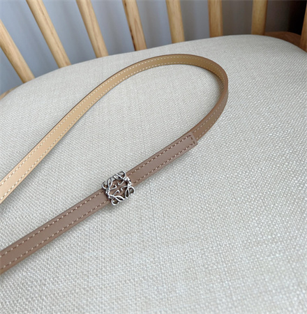 L0ew* belt in calfskin 10mm silver hardware brown