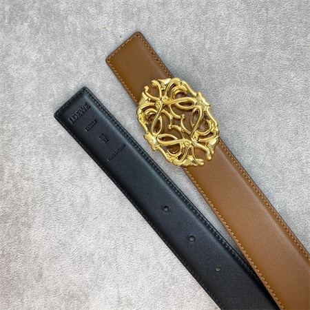 L0ew* belt in calfskin 30mm gold hardware black/brown