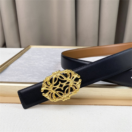 L0ew* belt in calfskin 30mm gold hardware black/brown