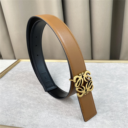 L0ew* belt in calfskin 30mm gold hardware brown/black