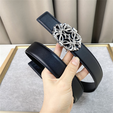 L0ew* belt in calfskin 30mm silver hardware black