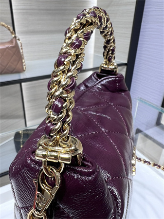 Cha.nel Clutch With Chain Shiny Lambskin & Gold-Tone Metal Burgundy AP4189