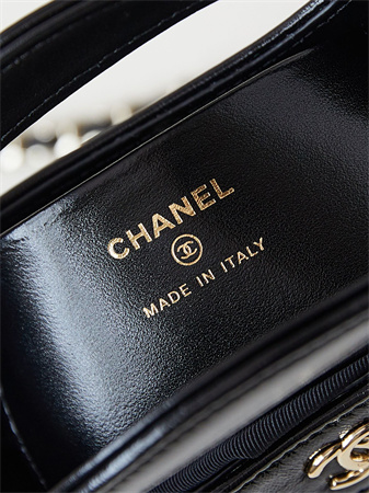 Cha.nel 31 Nano Chain Bag Lambskin Gold Tone Metal White/Black AS3656