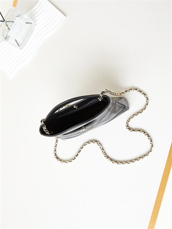 Cha.nel 31 Nano Chain Bag Calfskin Gold Tone Metal Black AS3656