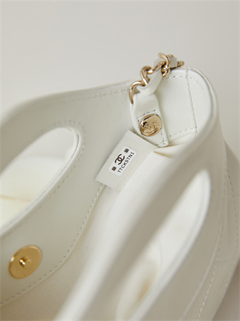 Cha.nel 31 Nano Chain Bag Calfskin Gold Tone Metal White AS3656