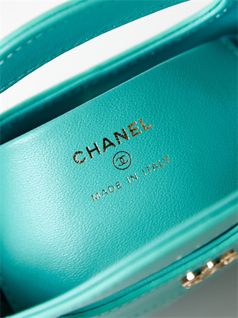 Cha.nel 31 Nano Chain Bag Calfskin Gold Tone Metal Green Blue AS3656