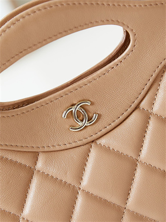 Cha.nel 31 Nano Chain Bag Lambskin Gold Tone Metal Brown AS3656