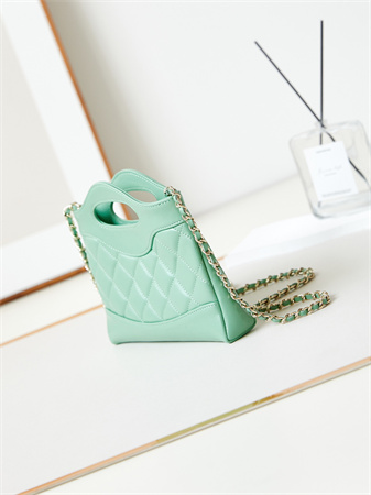 Cha.nel 31 Nano Chain Bag Lambskin Gold Tone Metal Green AS3656
