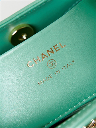 Cha.nel 31 Nano Chain Bag Lambskin Gold Tone Metal Green AS3656