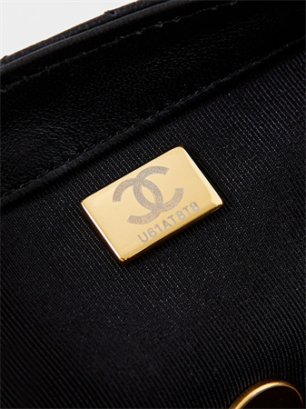 Cha.nel Mini Flap Bag Lambskin Gold Tone Metal Black AS4947