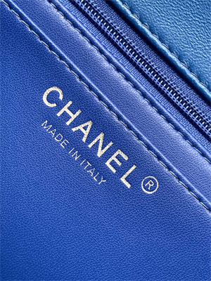 Cha.nel Mini Classic Flap Bag Tweed Gold Tone Metal Blue