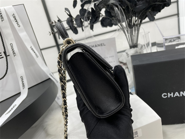 Cha.nel Mini Trendy CC Flap Bag With Chain Lambskin Gold Tone Metal Black A68063