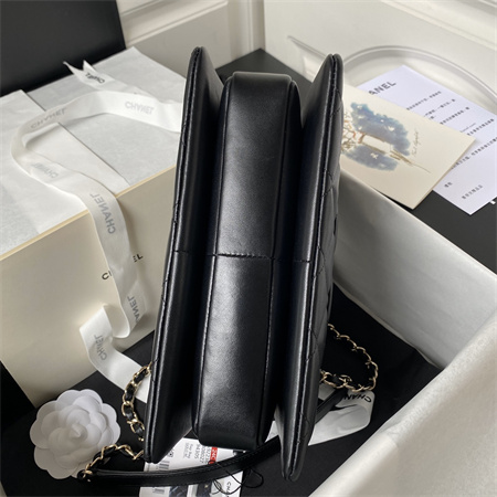 Cha.nel Trendy CC Mini Flap Bag With Top Handle Lambskin Gold Tone Metal Black AS4654