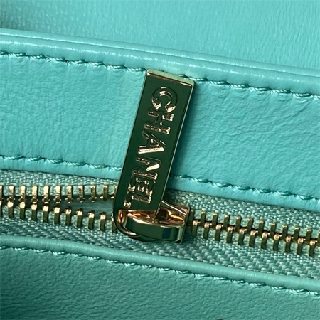 Cha.nel Trendy CC Mini Flap Bag With Top Handle Lambskin Gold Tone Metal Blue AS4654