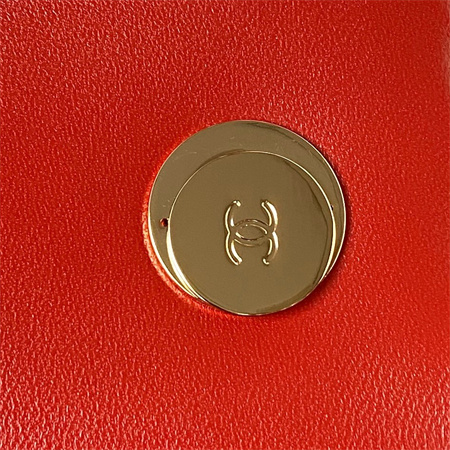 Cha.nel Trendy CC Mini Flap Bag With Top Handle Lambskin Gold Tone Metal Red AS4654