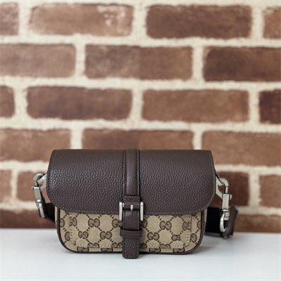 gu.cci gg S*per mini bag beige and ebony original gg canvas and brown leather 795213