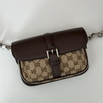 gu.cci gg S*per mini bag beige and ebony original gg canvas and brown leather 795213