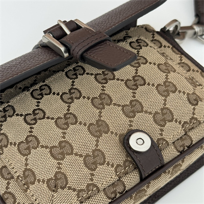 gu.cci gg S*per mini bag beige and ebony original gg canvas and brown leather 795213