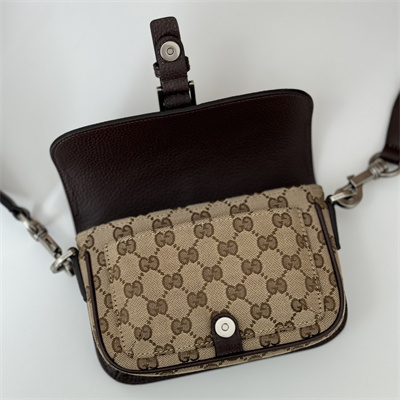 gu.cci gg S*per mini bag beige and ebony original gg canvas and brown leather 795213