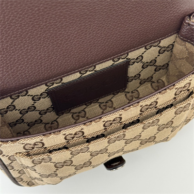 gu.cci gg S*per mini bag beige and ebony original gg canvas and brown leather 795213