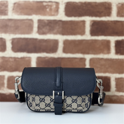 gu.cci gg S*per mini bag beige and ebony original gg canvas and navy leather 795213