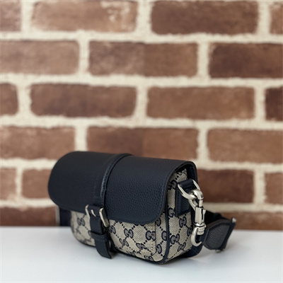 gu.cci gg S*per mini bag beige and ebony original gg canvas and navy leather 795213