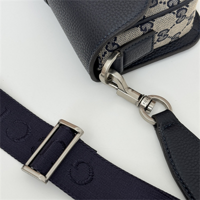 gu.cci gg S*per mini bag beige and ebony original gg canvas and navy leather 795213