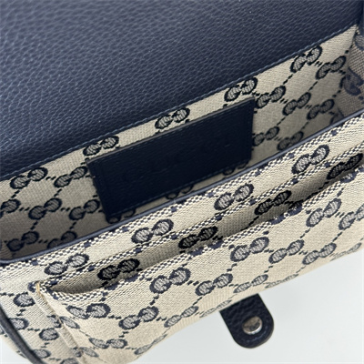 gu.cci gg S*per mini bag beige and ebony original gg canvas and navy leather 795213