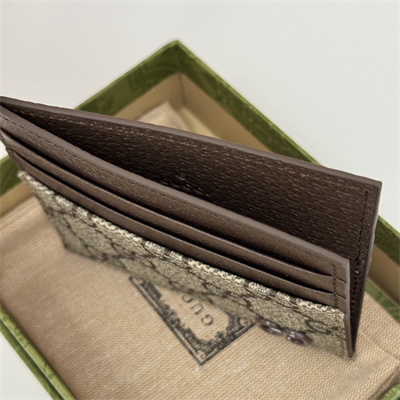 gu.cci bi-color card case with gg detail S*p*e canvas brown 795230