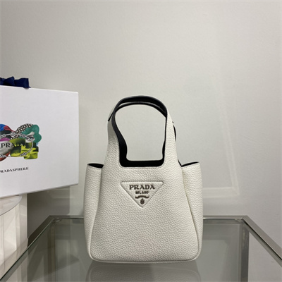 Pra*a leather mini bag white/black 1ba349