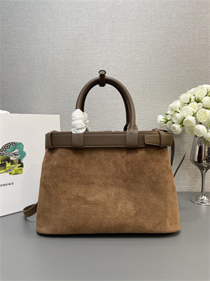 Pra*a buckle medium suede handbag with belt  brown 1ba434