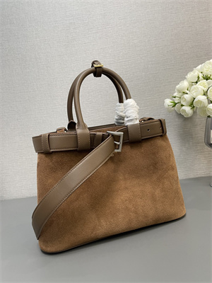 Pra*a buckle medium suede handbag with belt  brown 1ba434