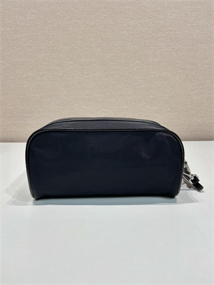 Pra*a re-nylon and brushed leather pouch black 2ne063