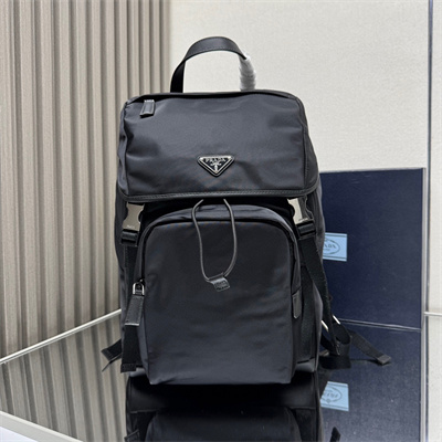 Pra*a re-nylon and leather backpack black 2vz135
