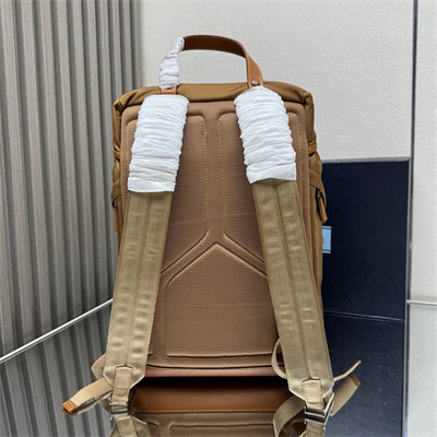 Pra*a re-nylon and leather backpack cork beige 2vz135