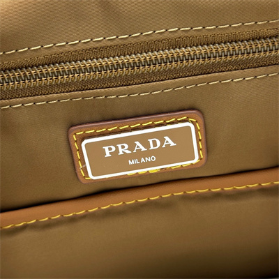 Pra*a re-nylon and leather backpack cork beige 2vz135
