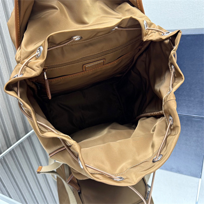 Pra*a re-nylon and leather backpack cork beige 2vz135