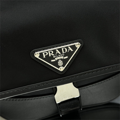 Pra*a re-nylon and leather shoulder bag black 2vh176