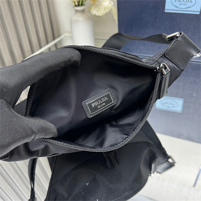 Pra*a re-nylon and leather shoulder bag black 2vh176