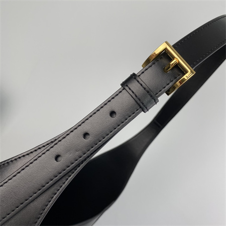 Pra*a large leather shoulder bag with topstitching black 1bc181