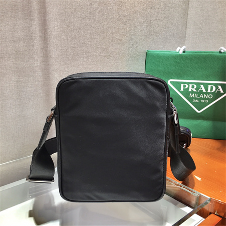 Pra*a re-nylon and saffiano leather shoulder bag black 2vh112