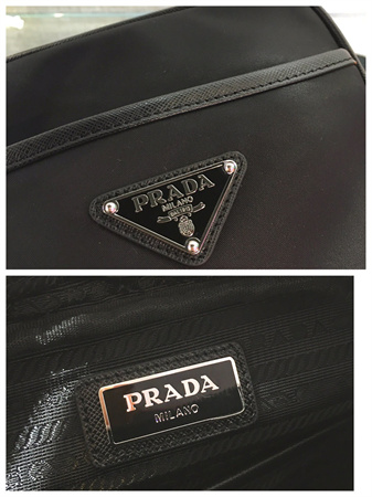 Pra*a re-nylon and saffiano leather shoulder bag black 2vh112