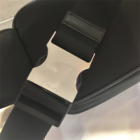 Pra*a re-nylon and saffiano leather belt bag black 2vl977